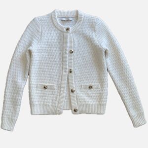 LOFT Gold Button Knit Cardigan
